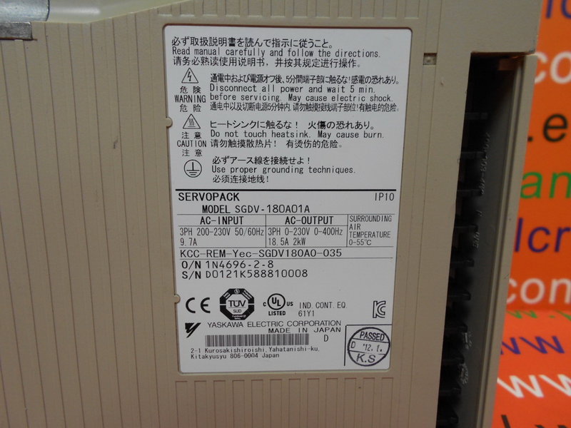 YASKAWA SGDV-180A01A SERVOPACK - PLC DCS SERVO Control MOTOR YASKAWA SGDV-180A01A SERVOPACK - PLC DCS SERVO Control MOTOR